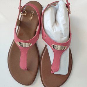 Michael Kors Leather Plate Thong Sandals New Size 10 Fuchsia Pink